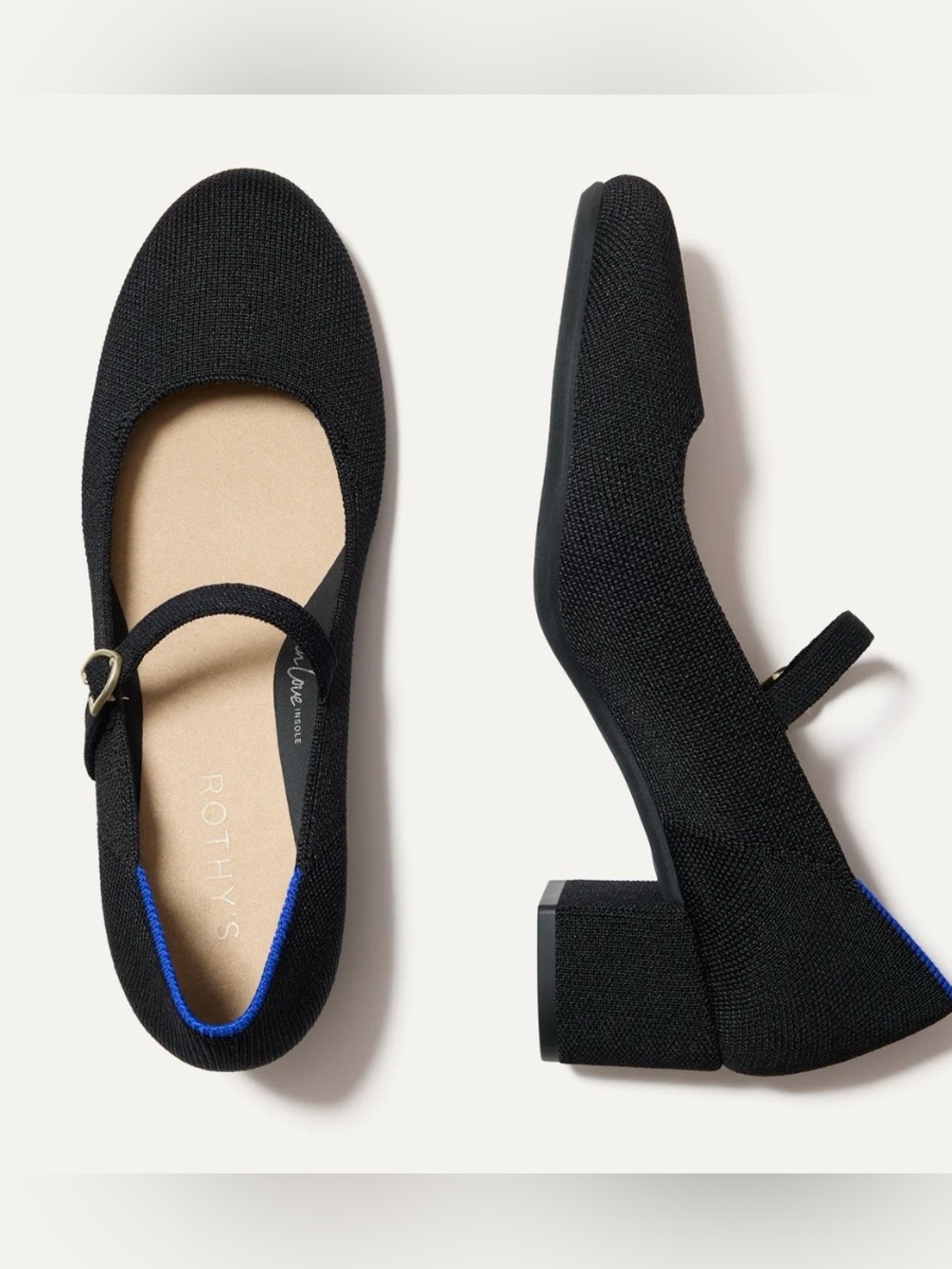 Rothy's Black Mary Jane Knit Block Heel